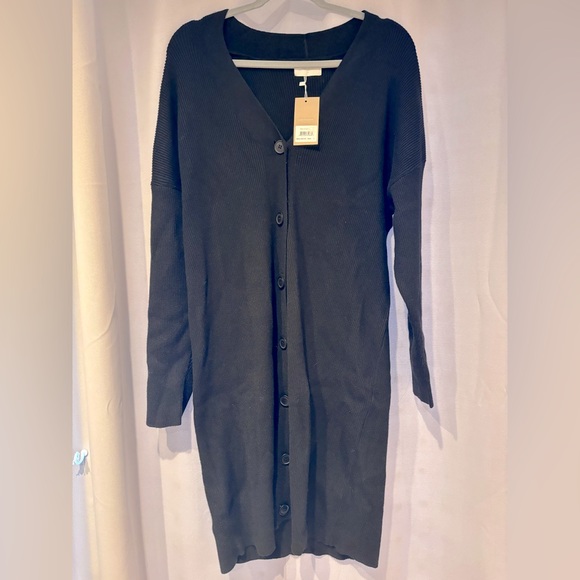 Black midi knit cardigan dress - Picture 2 of 2